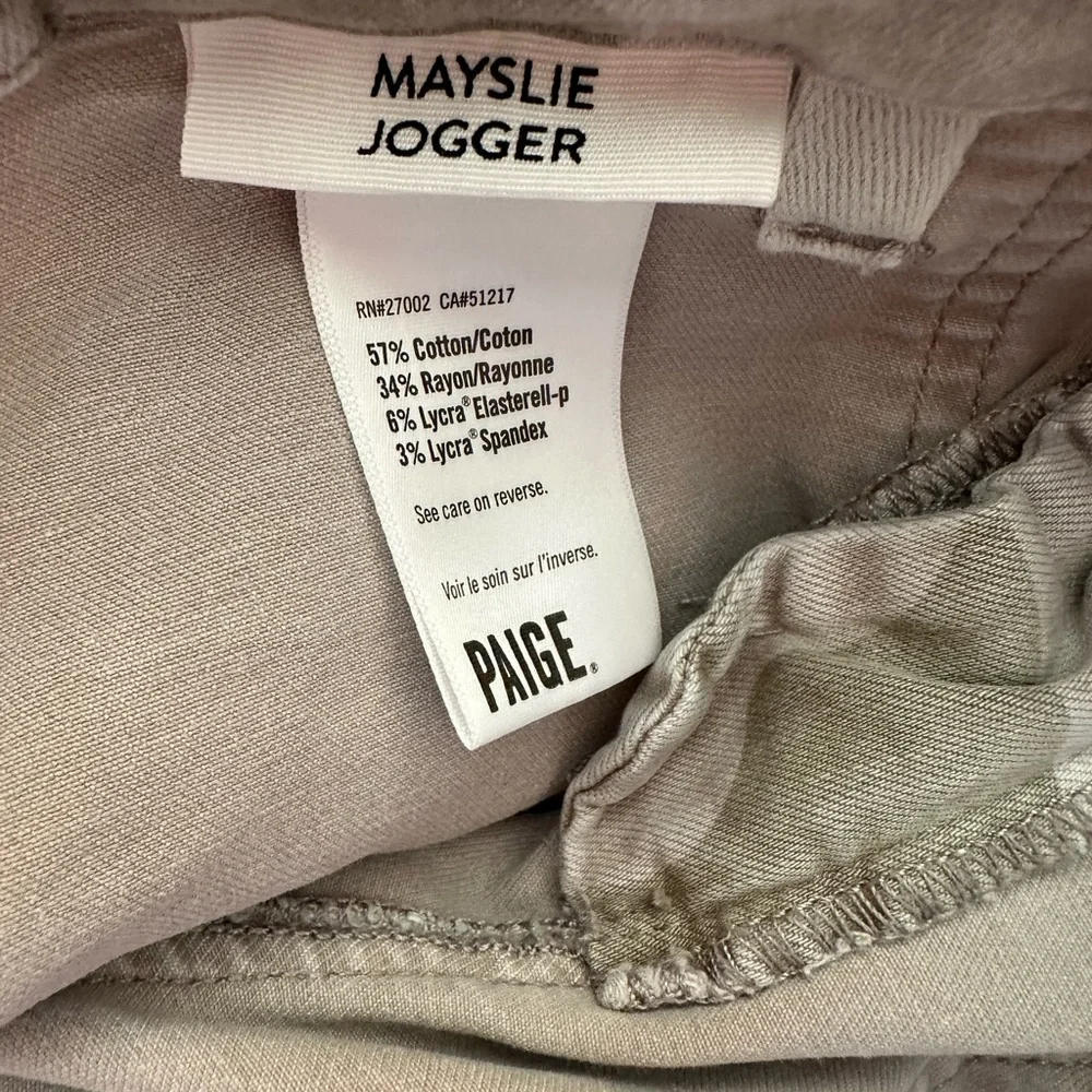 PAIGE Light Gray-Green Camo Cropped Mayslie Joggers - Picture 7 of 7